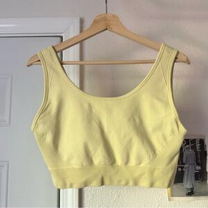 HALFDAYS butter yellow green athletic nylon cropped sports bra tank top